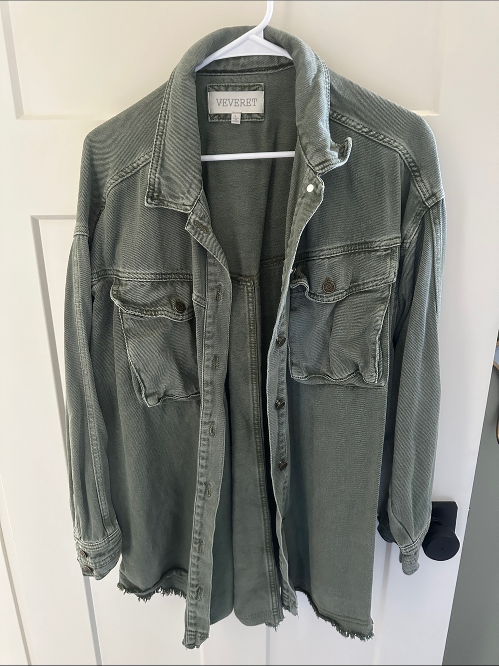 Veveret Sage Green Oversized Jean Jacket
